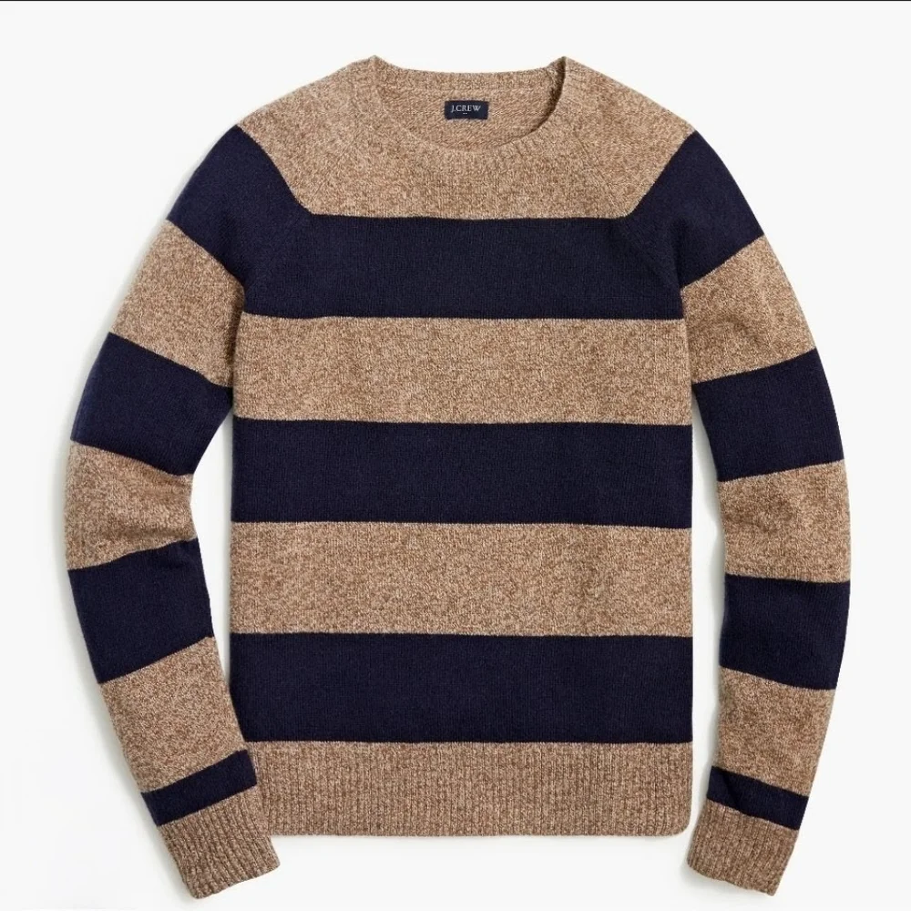 J.Crew Factory Striped Lambswool-blend Sweater Size Large